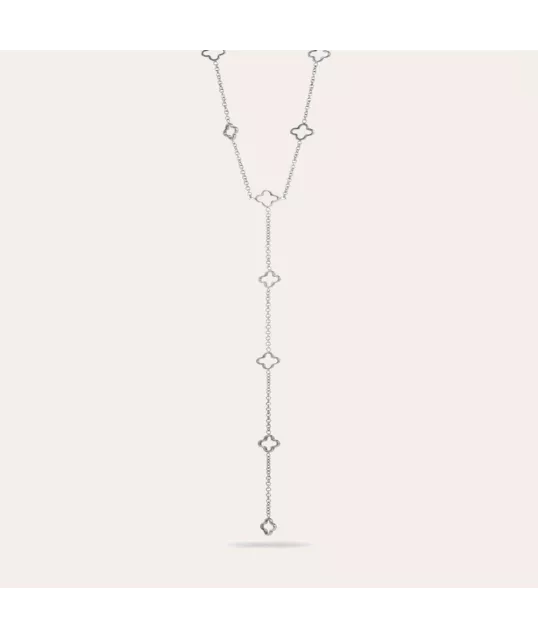 COLLIER CRAVATE TREFLE ARGENTÉE