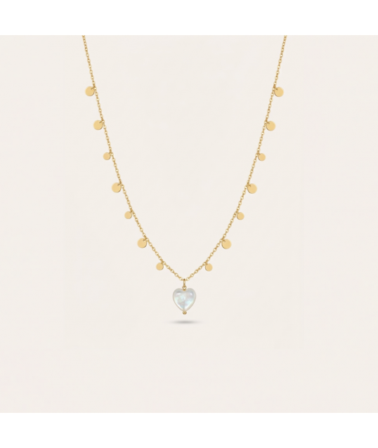 COLLIER COEUR ET NACRE