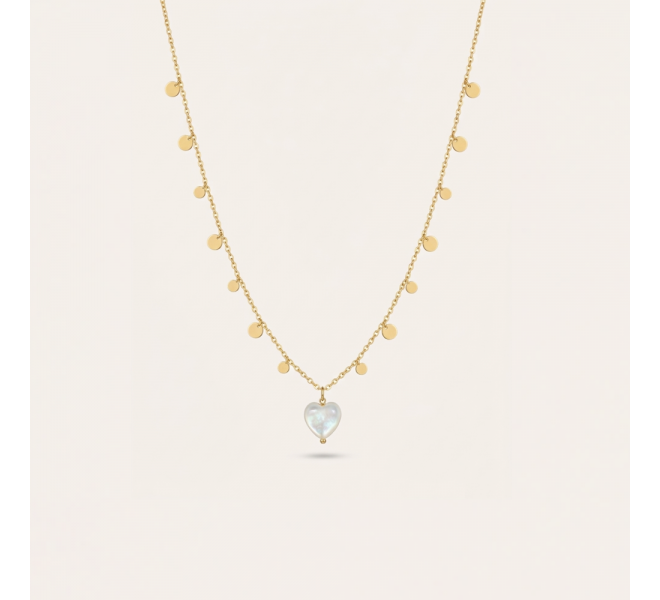 COLLIER COEUR ET NACRE