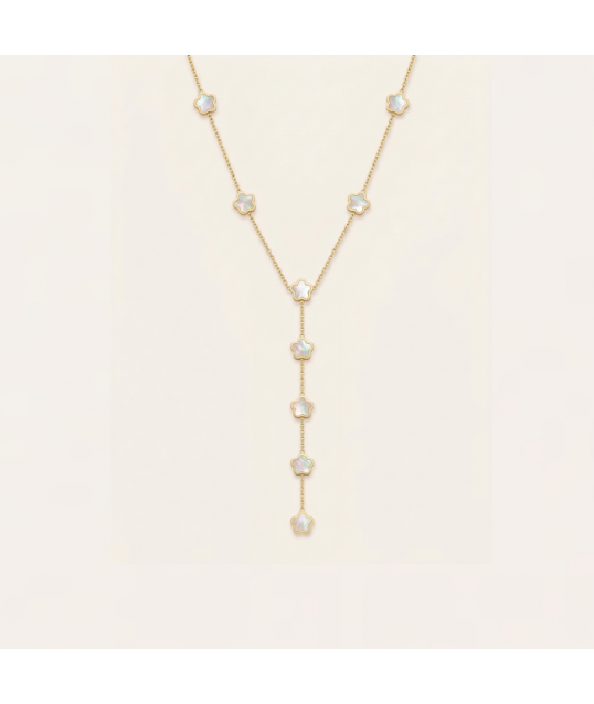 COLLIER CRAVATE TREFLES BLANCS