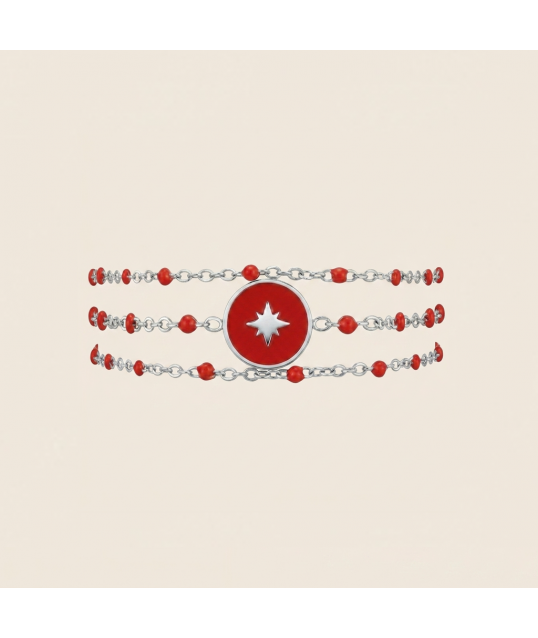 BRACELET ETOILE ROUGE ARGENTÉ