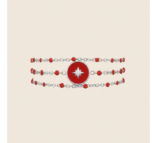 BRACELET ETOILE ROUGE ARGENTÉ