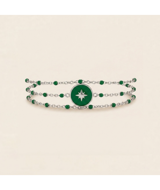 BRACELET ETOILE VERTE ARGENTÉ