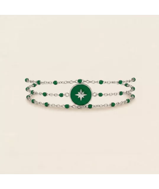 BRACELET ETOILE VERTE ARGENTÉ