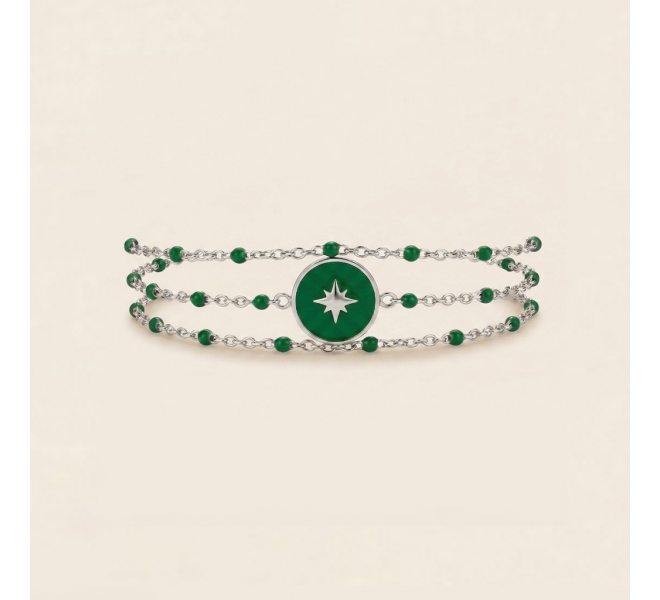 BRACELET ETOILE VERTE ARGENTÉ