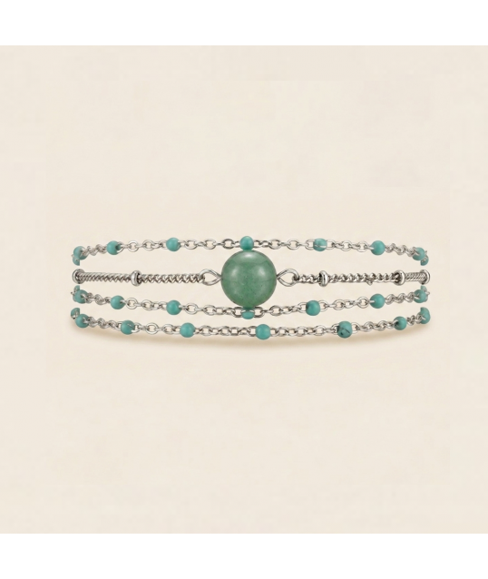 BRACELET MULTI AVENTURINE ARGENTÉ