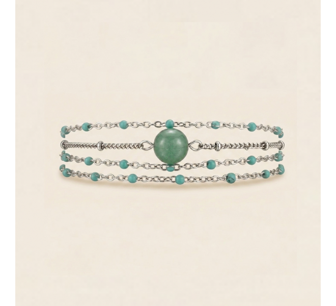BRACELET MULTI AVENTURINE ARGENTÉ