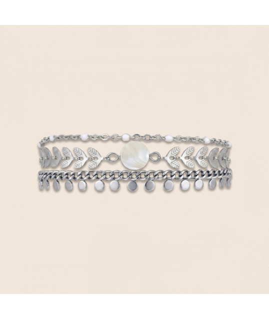 BRACELET NACRE MULTI ARGENTÉ