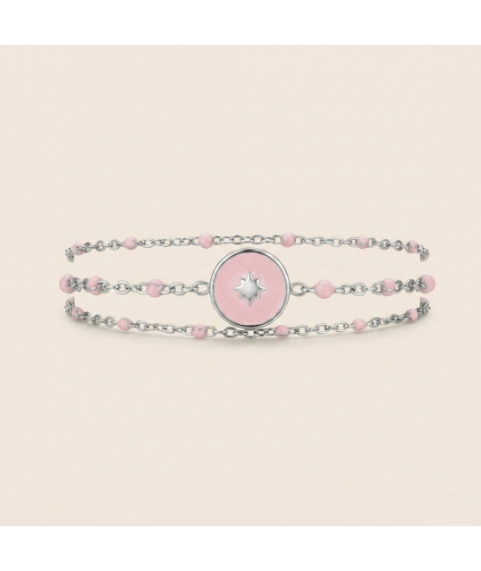 BRACELET MULTI ROSE ARGENTÉ