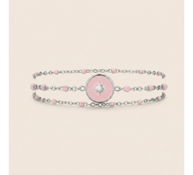 BRACELET MULTI ROSE ARGENTÉ