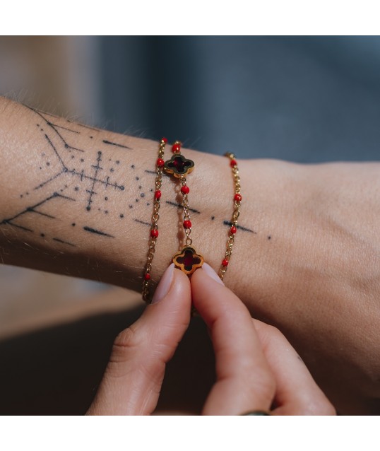 BRACELET FLEUR ROUGE 2