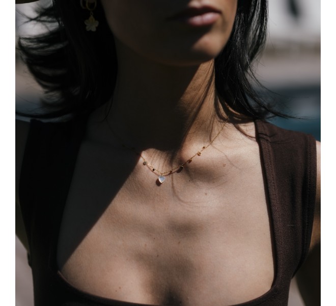 COLLIER COEUR ET NACRE