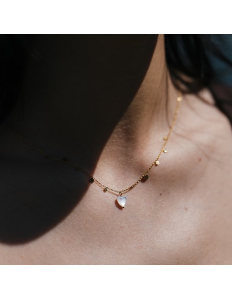 COLLIER COEUR ET NACRE