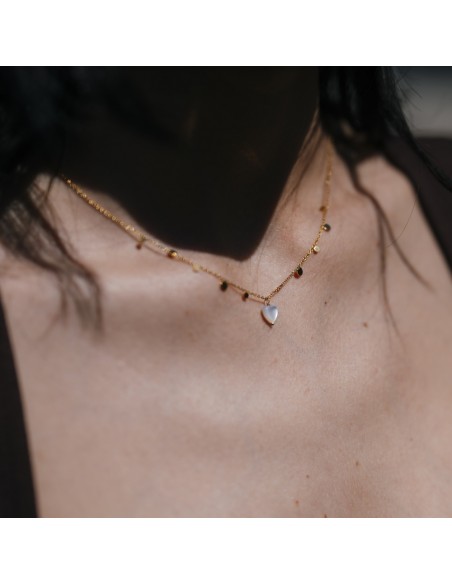 COLLIER COEUR ET NACRE
