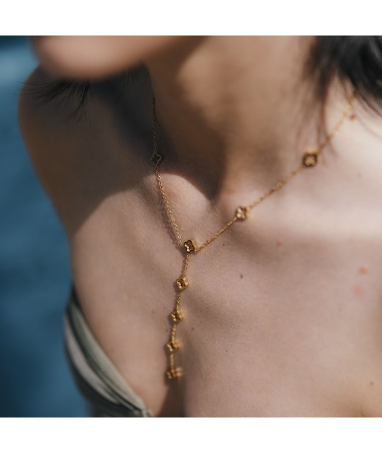 COLLIER CRAVATE TREFLE DORÉ 2