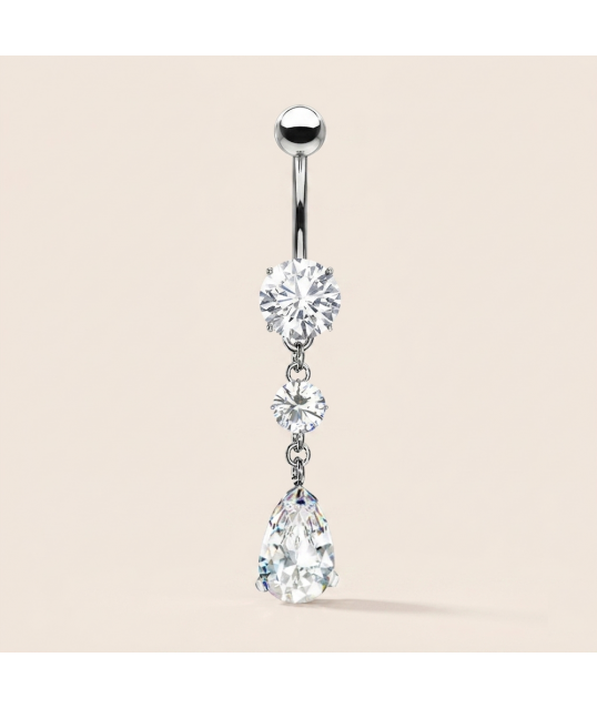 PIERCING NOMBRIL GOUTTE ARGENTÉ