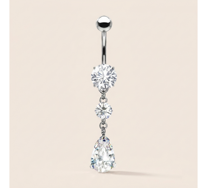 PIERCING NOMBRIL GOUTTE ARGENTÉ
