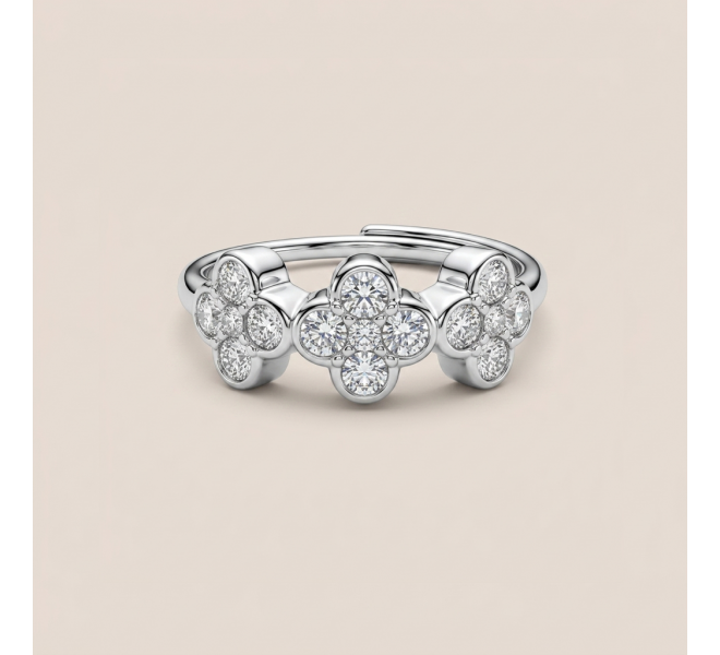 BAGUE TREFLE ARGENTÉE