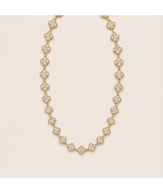 COLLIER FLEURS STRASS