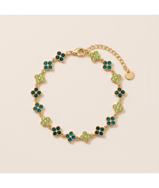 BRACELET FLEURS VERT