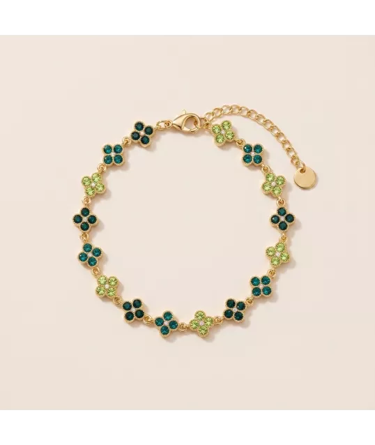BRACELET FLEURS VERT