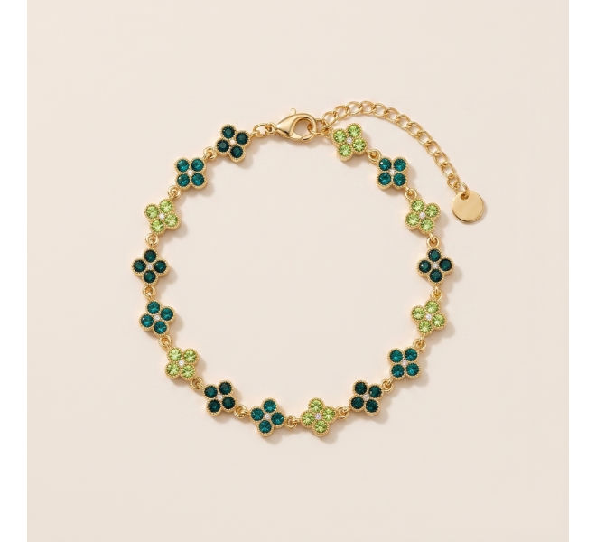 BRACELET FLEURS VERT