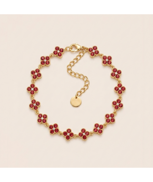 BRACELET FLEURS ROUGE