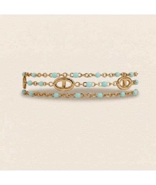 BRACELET MULTILIEN VERT D'EAU MARIN