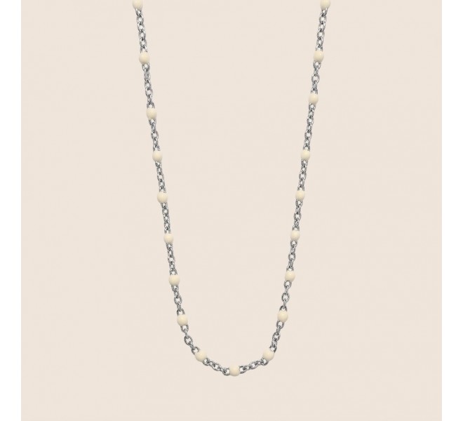 COLLIER RESINE BLANC ARGENTÉE