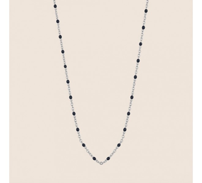 COLLIER RESINE NOIR ARGENTÉE