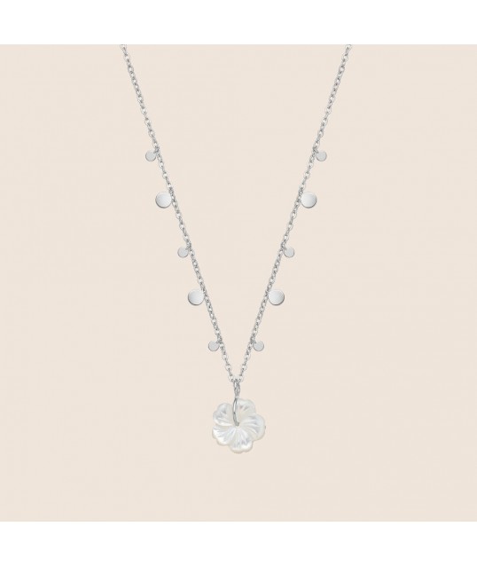 COLLIER FLEUR BLANCHE ARGENTÉE