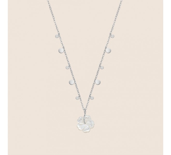 COLLIER FLEUR BLANCHE ARGENTÉE