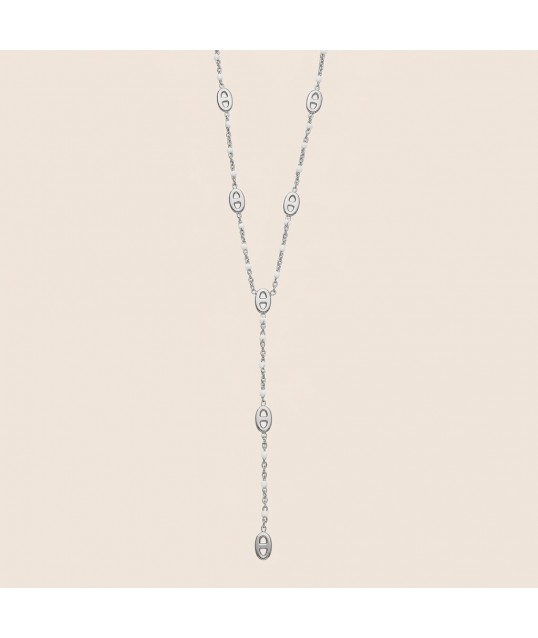 COLLIER CRAVATE MARINE ARGENTÉE