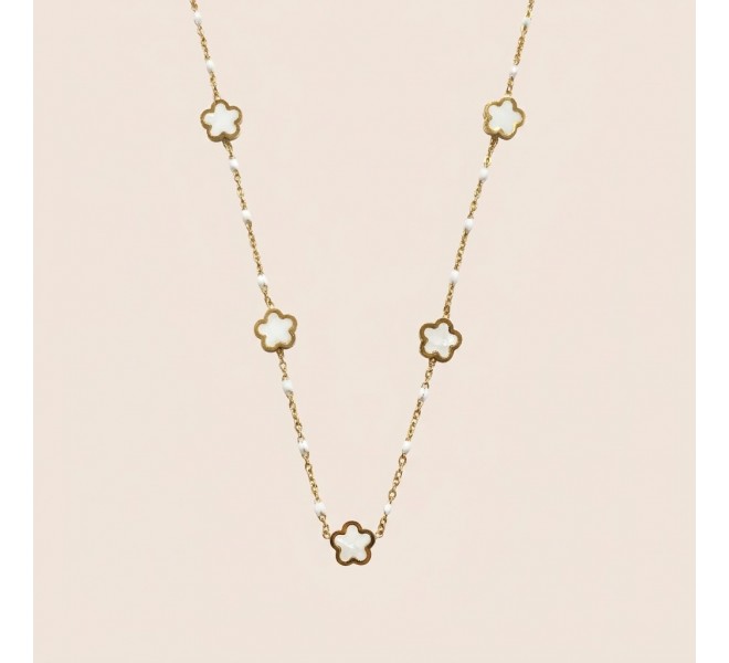COLLIER TREFLE BLANC