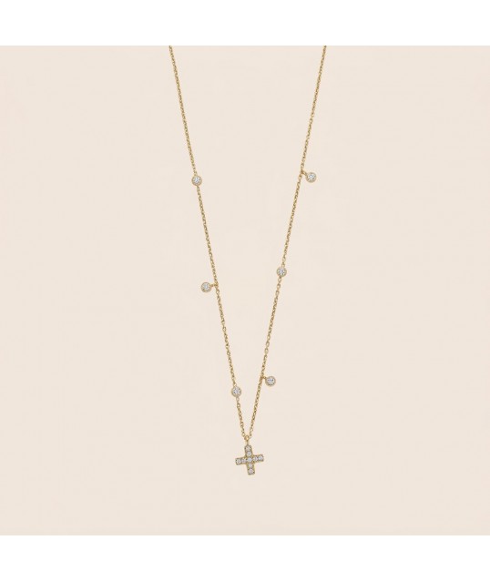 COLLIER CROIX MINI STRASS