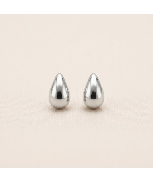 BOUCLE D'OREILLE GOUTTE ARGENTÉE 10MM