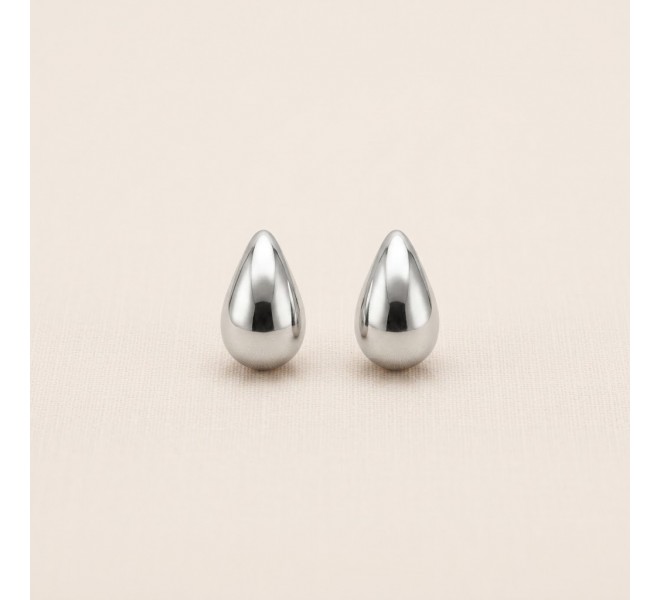 BOUCLE D'OREILLE GOUTTE ARGENTÉE 10MM