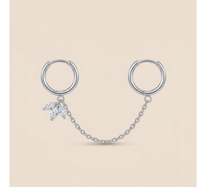 BOUCLE CHAINE STRASS ARGENTÉE