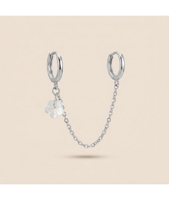BOUCLE CHAINE NACRE ARGENTÉE