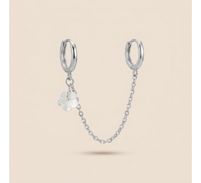 BOUCLE CHAINE NACRE ARGENTÉE