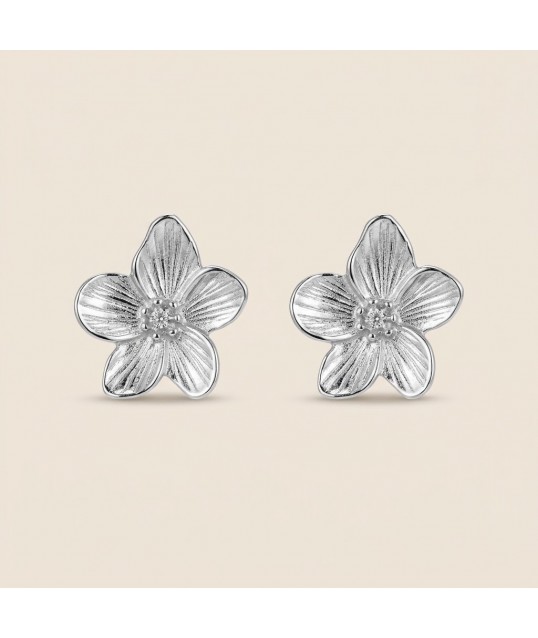 BOUCLE D'OREILLE FLEUR ARGENTÉE