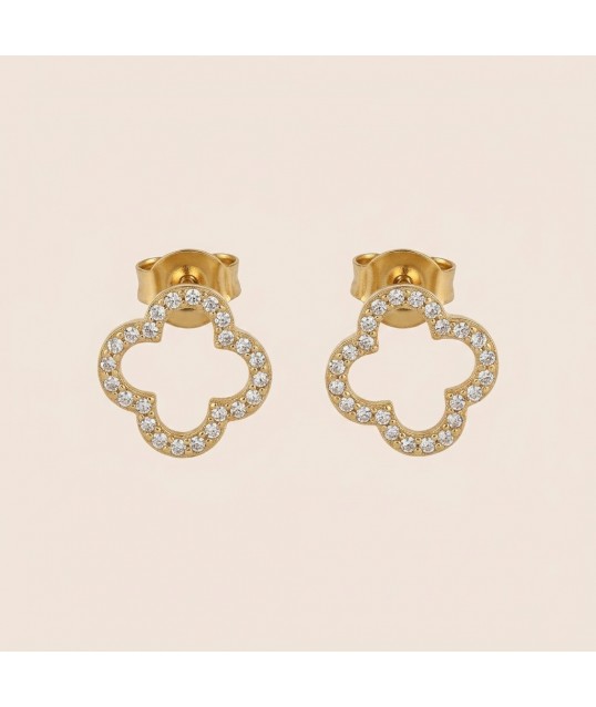 BOUCLE TREFLE A STRASS