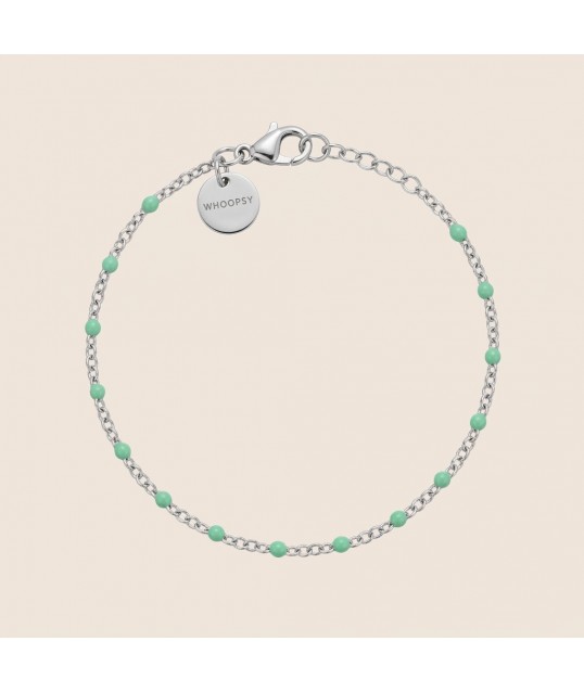 BRACELET RESINE VERT D'EAU ARGENTÉE