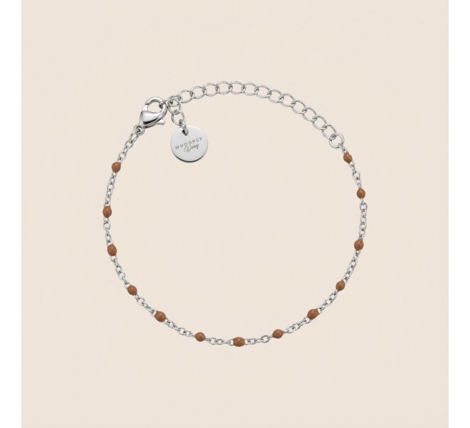 BRACELET RÉSINE MARRON ARGENTÉE