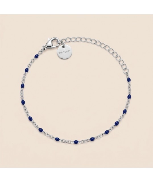 BRACELET RÉSINE BLEU MARINE ARGENTÉE