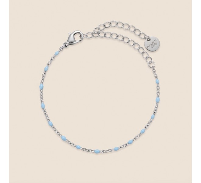 BRACELET RÉSINE BLEU CIEL ARGENTÉE