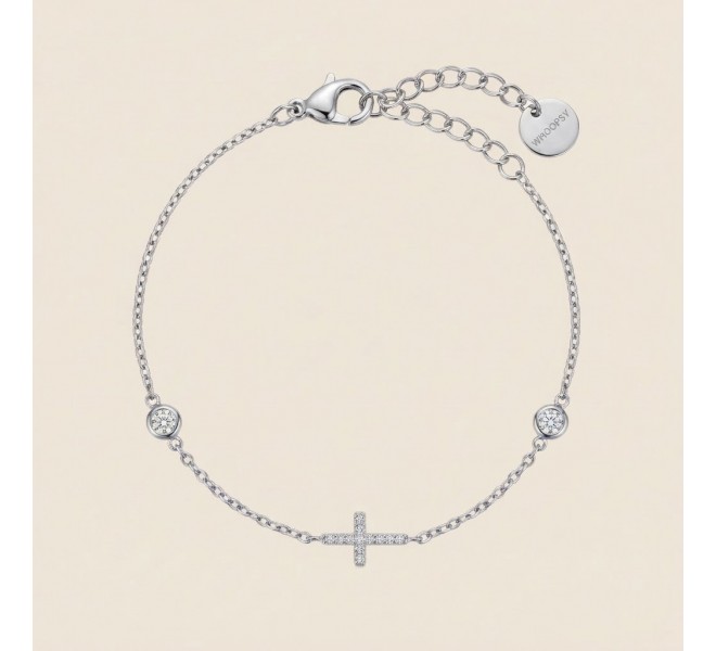 BRACELET CROIX STRASS ARGENTÉE
