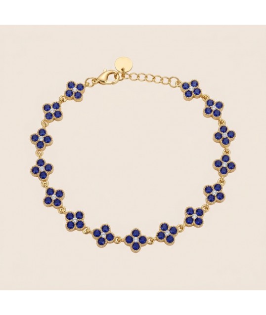BRACELET TREFLE STRASS BLEU