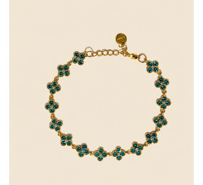 BRACELET TREFLE STRASS VERT