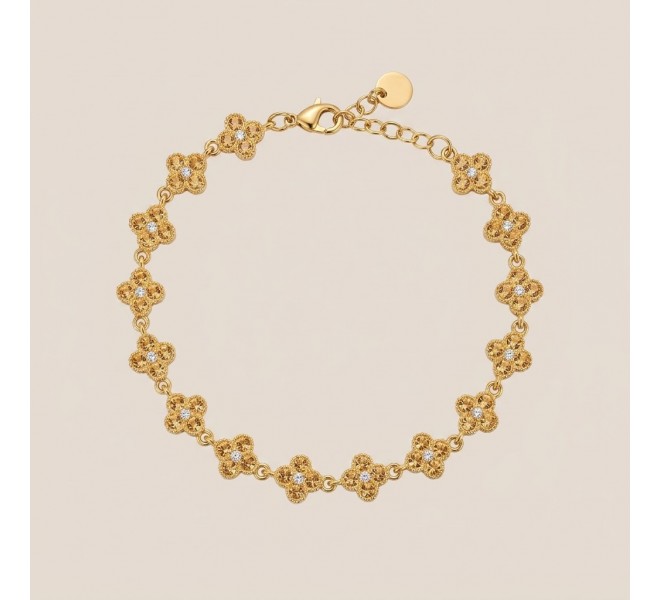 BRACELET TREFLE STRASS CHAMPAGNE